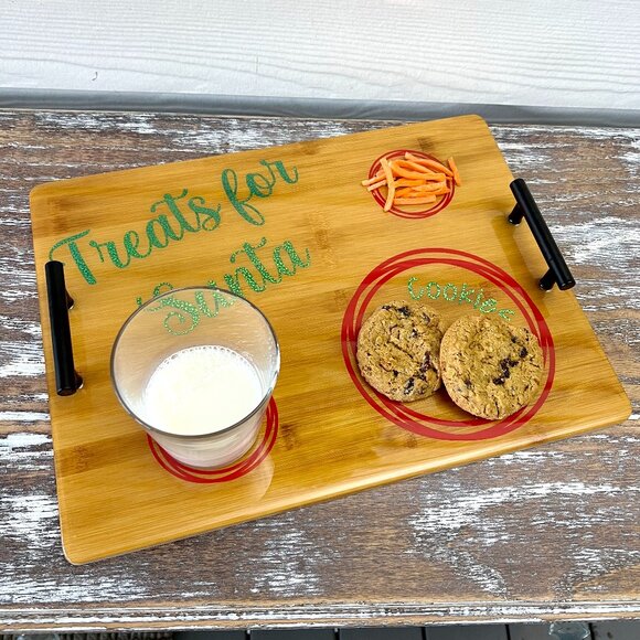 Treats for Santa Cookie Tray Cutting Board Resin Wood Cutting Board Charcuterie - Picture 1 of 7